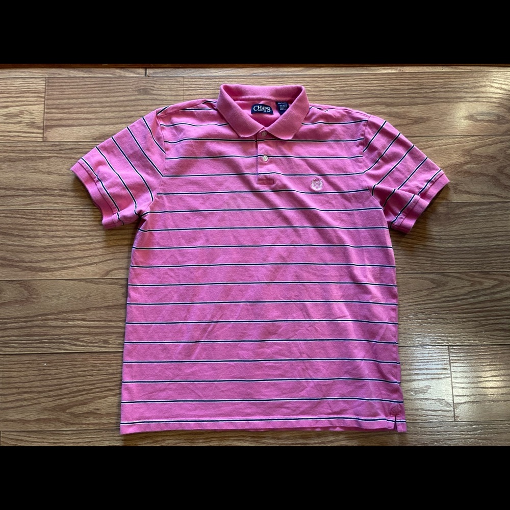 Chaps pink striped polo